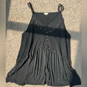 POL Black Tank Top with Gold Studs